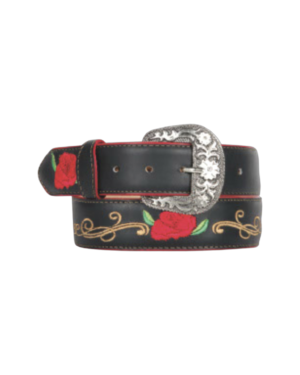 Women's Black Rose Rodeo Belt