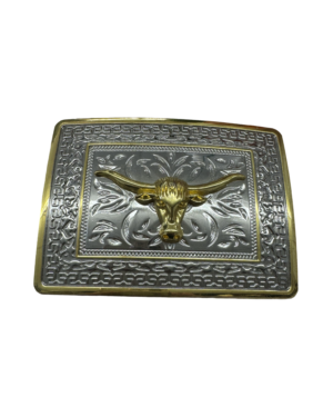 Men's Silver & Gold Bull Belt Buckle