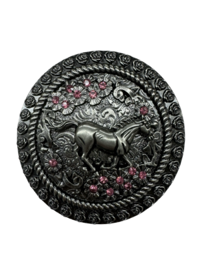 Women's Horse & Pink Gems Belt Buckle