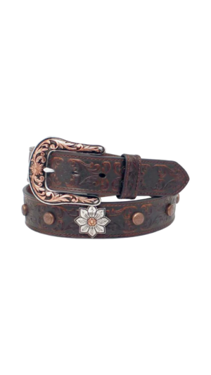 Women's Ariat Floral Embossed Concho Belt